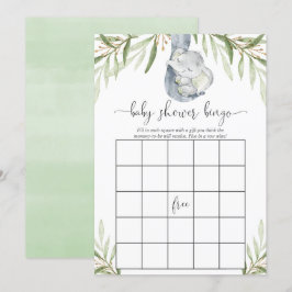Invitación Juego de bingo para ducha de bebé elefante neutro