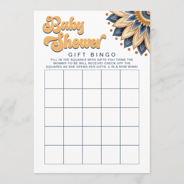 Invitación Juego de Bingo Retro Sunflower Baby Shower Gift (Anverso)