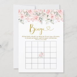 Invitación Juego de bingo Rubor Floral Rosa Baby Shower Baby