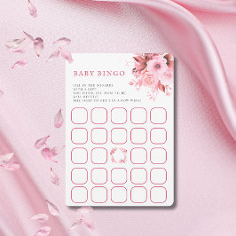 Invitación Juego de bingo Rubor Pink Floral Baby Shower