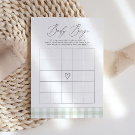 Invitación Juego de bingo Sage Gingham Baby Shower