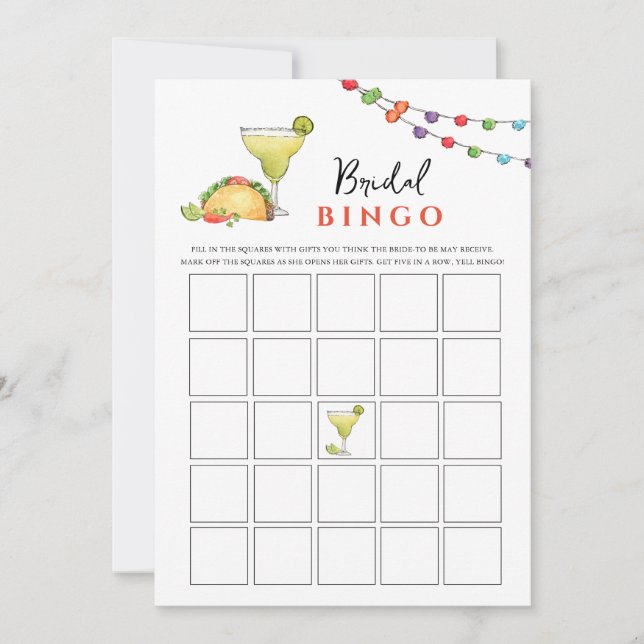 Invitación Juego de Bingo Taco & Tequila Fiseta Bridal Shower (Anverso)