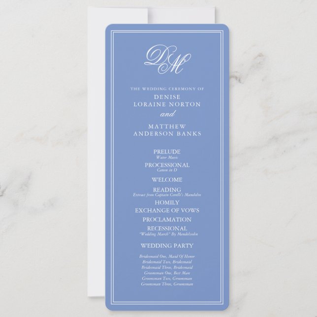 Invitación Juego de boda dedicado en azul aciano (Anverso)