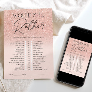 Invitación Juego de boda rosa oro brillo ombre más bien