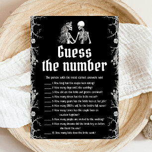 Invitación Juego de bodas de Halloween Esqueleto Adivina el N