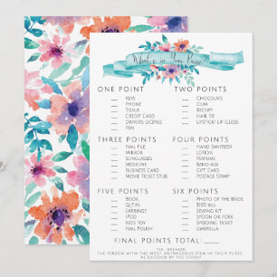 Invitación Juego de bolso de ducha de novia floral azul rosa