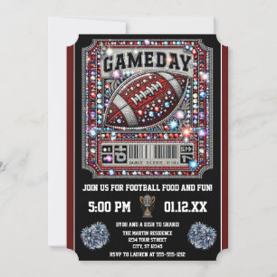 Invitación Juego de Bowl de Fiesta de fútbol de Bling Gameday