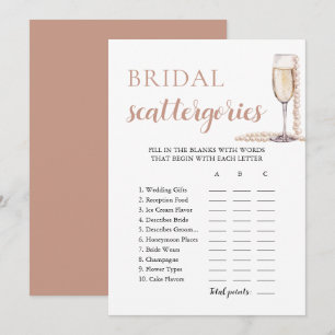 Invitación Juego de Bridal Scattegories Perlas Doradas y Pros