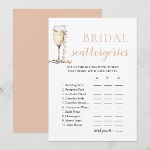Invitación Juego de Bridal Scattegories Perlas Doradas y Pros