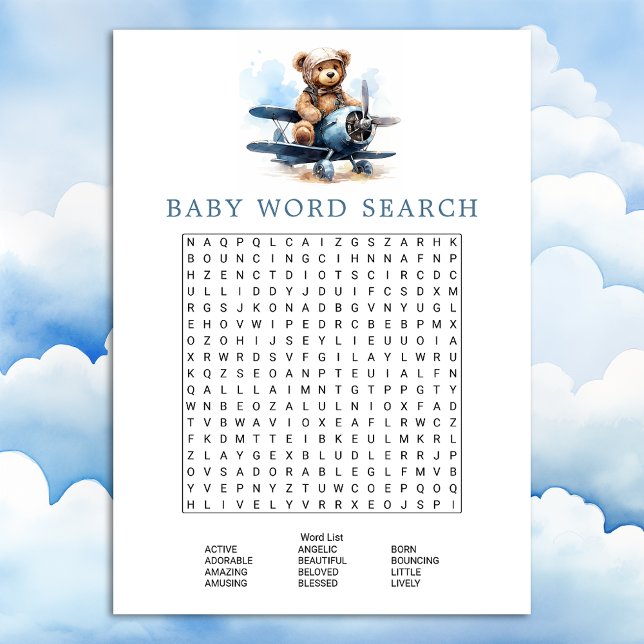 Invitación Juego de búsqueda de Baby Shower Word para el avió (Subido por el creador)