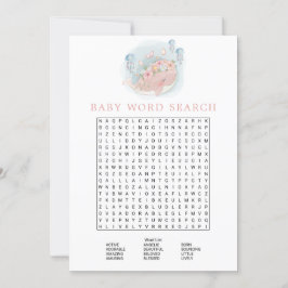 Invitación Juego de búsqueda de palabras de Baby Shower Chica