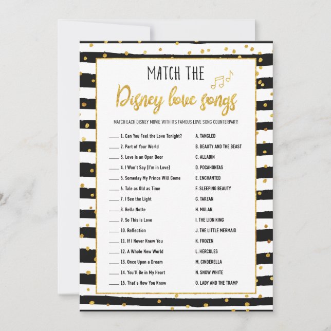 Invitación Juego de canciones de amor Bridal Shower | confett (Anverso)