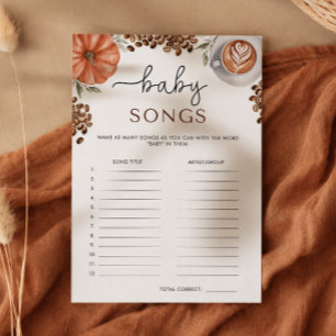 Invitación Juego de canciones para baby shower con café de es