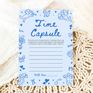 Invitación Juego de cápsula del tiempo para baby shower dibuj