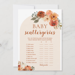 Invitación Juego de categorías de Baby Shower de Calabacita d