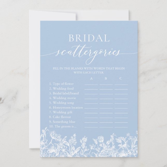 Invitación Juego de Catergories Bridal Dusty Blue Wildflower (Anverso)