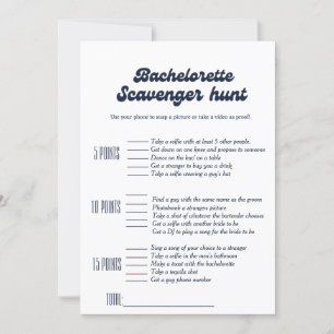 Invitación Juego de caza de bachelorette scavenger, juego de