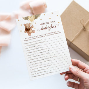 Invitación Juego de Chistes de Baby Shower Dad Teddy Bear Bro