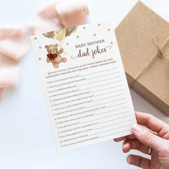 Invitación Juego de Chistes de Baby Shower Dad Teddy Bear Bro (Subido por el creador)