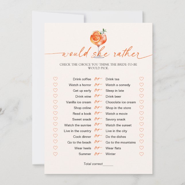 Invitación Juego de Cocktail para Despedida de Soltera ¿Qué P (Anverso)