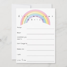 Invitación Juego de consejos para bebés con arco iris pastel 