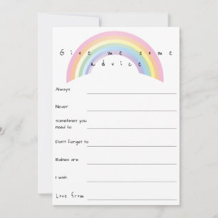 Invitación Juego de consejos para bebés con arco iris pastel