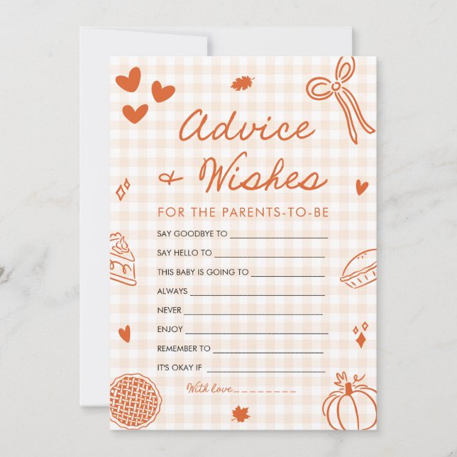 Invitación Juego de consejos y deseos de Baby Shower de mano  (Anverso)