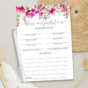 Invitación Juego de consejos y predicciones para bebés floral