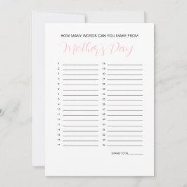 Invitación Juego de creadores de palabras del Día de la Madre