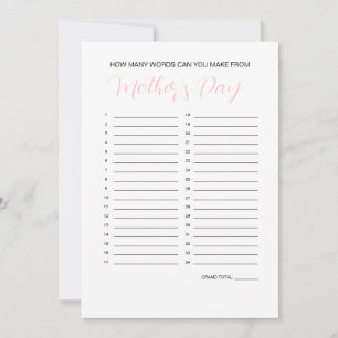 Invitación Juego de creadores de palabras del Día de la Madre