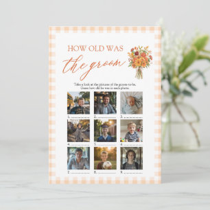 Invitación Juego de Cuántos Años Tenía el Novio en Gingham Na