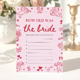 Invitación Juego de ¿Cuántos Años Tenía la Novia Dibujado a M