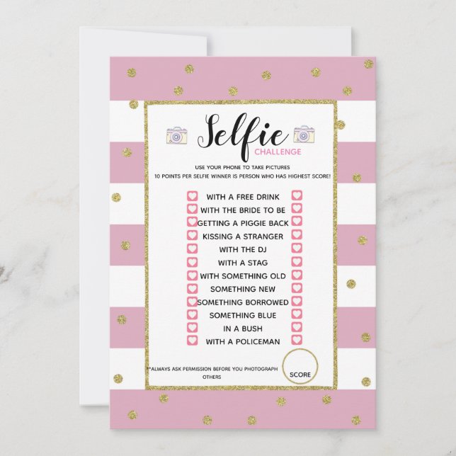Invitación Juego de desafío de selfie (Anverso)