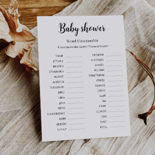 Invitación Juego de descifrado de palabras para baby shower, 