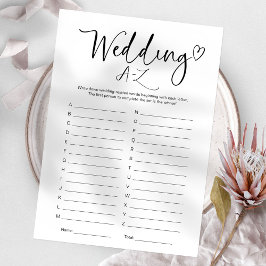 Invitación Juego de Despedida de Soltera Boda A-Z