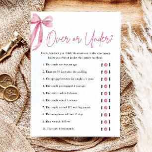 Invitación Juego de Despedida de Soltera con Lazo Rosa Elegan