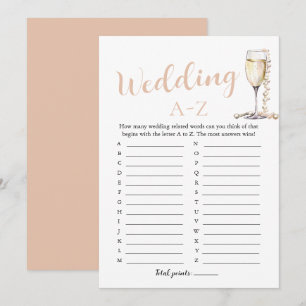 Invitación Juego de Despedida de Soltera de Boda de la A a la