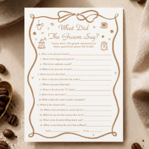 Invitación Juego de Despedida de Soltera de Café ¿Qué Dijo el
