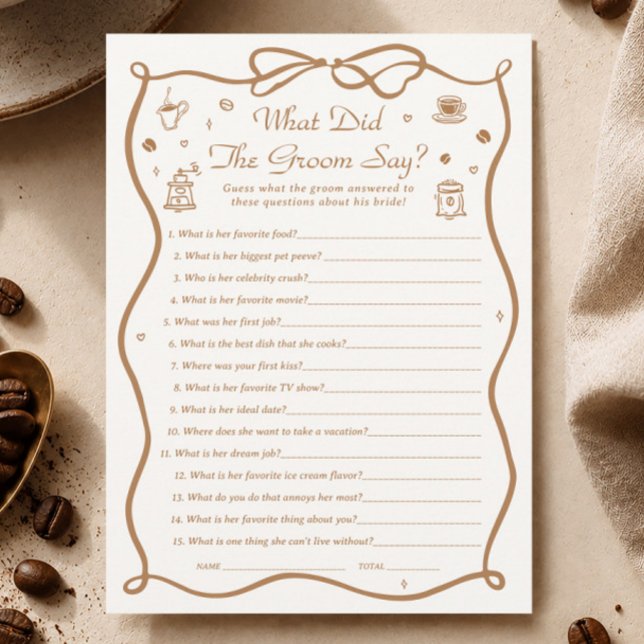 Invitación Juego de Despedida de Soltera de Café ¿Qué Dijo el (Subido por el creador)
