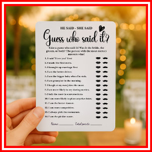 Invitación Juego de Despedida de Soltera Dijo Ella Dijo Boda