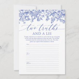 Invitación Juego de Dos Verdades y una Mentira Floral Azul Vi