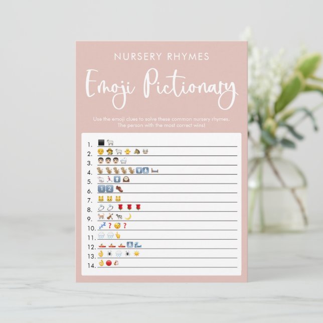 Invitación Juego de ducha de bebé con imágenes de Emoji rosa  (Anverso de pie)