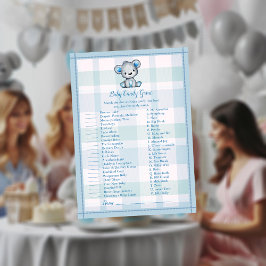 Invitación Juego de ducha de bebé niño oso gris dulce caramel