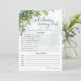 Invitación Juego de ducha de bebé "Quién conoce mejor a mamá"