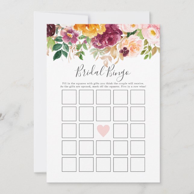 Invitación Juego de ducha de bingo de novia (Anverso)