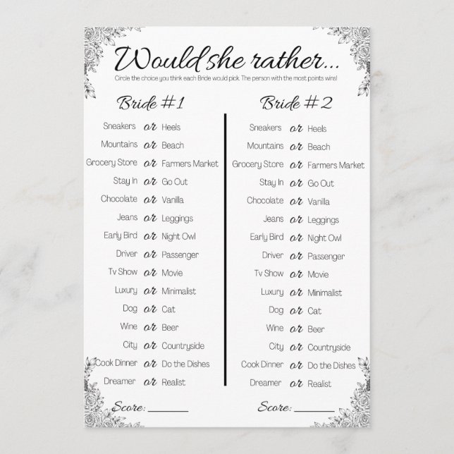 Invitación Juego De Ducha De Boda Lesbiana, ¿Preferiría? (Anverso)