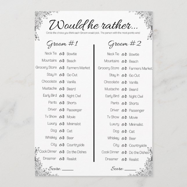 Invitación Juego De Ducha De Matrimonio Gay, ¿Preferiría? (Anverso)