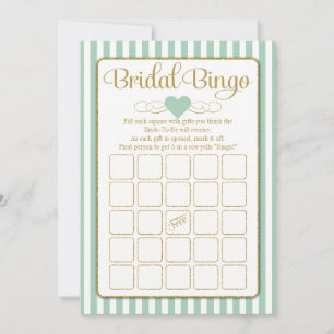 Invitación Juego de ducha de novia Bingo Mint Green Gold