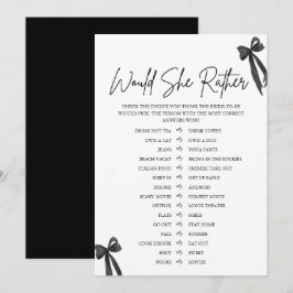 Invitación Juego de Ducha de Novia "Black Bow ¿Qué Preferiría