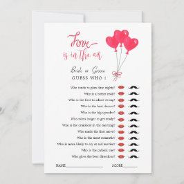 Invitación Juego de ducha de novia Corazones rojos y blancos 
